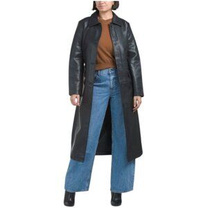 REBECCA MINKOFF Single Breasted Faux Leather Belted Trench Coat